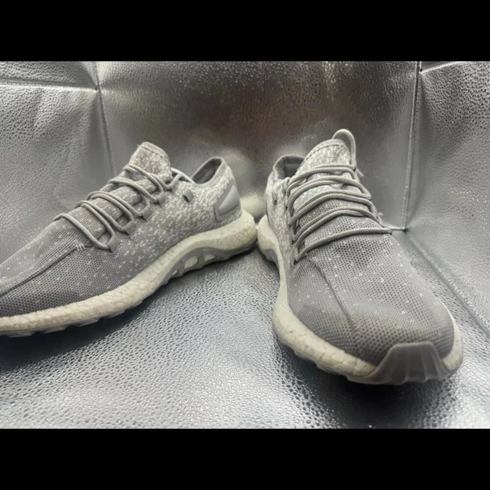 RARE 🚀 Size 11 - Adidas Mens Running Grey White PureBOOST Low Athletic Sneakers